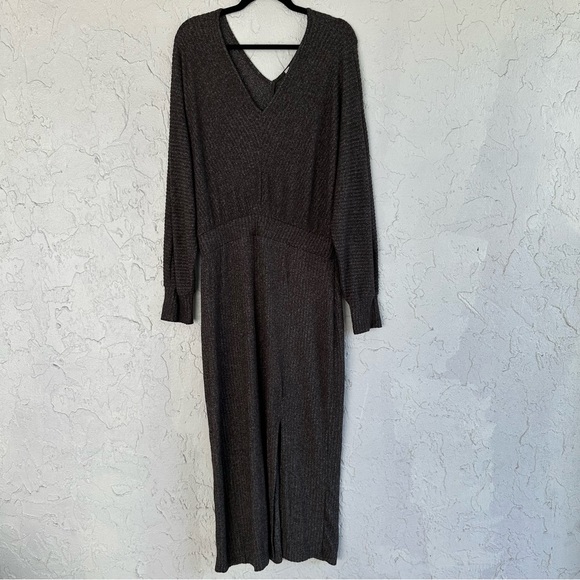 ANTHROPOLOGIE Daily Practice Dress Size Large Barre Midi Ribbed Long Sleeve - Picture 4 of 11